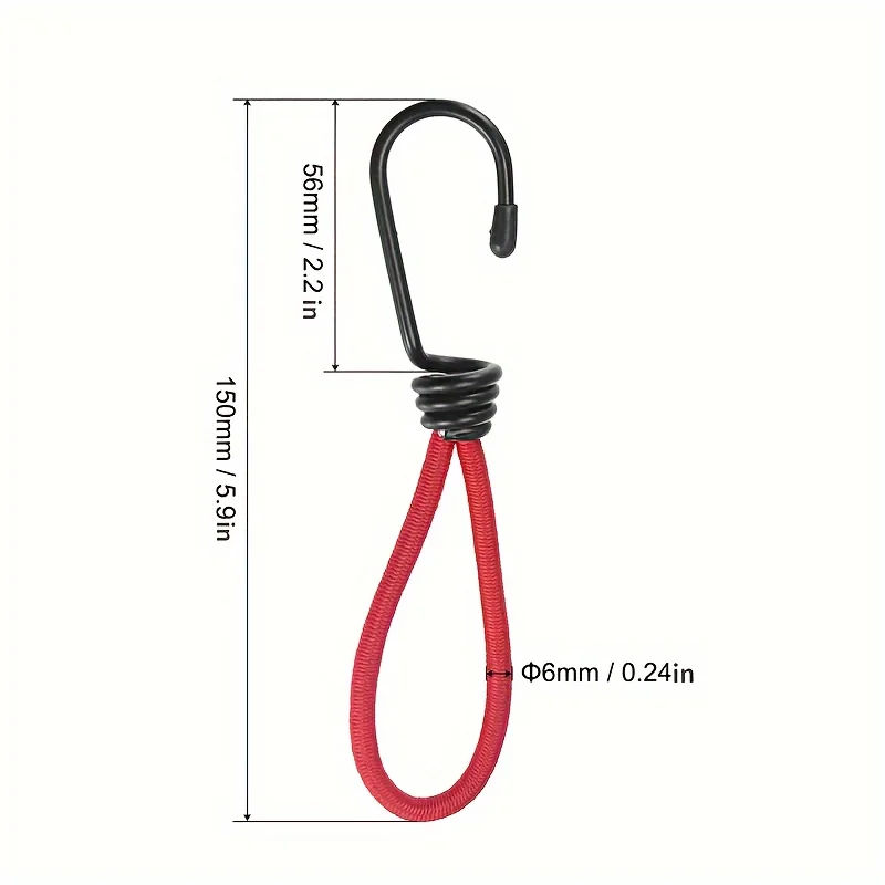 Tent Elastic Rope Buckle Outdoor Camping Bungee Rope Set with Hooks Suitable for Fixing Tar, Tent, Canopy, Boat