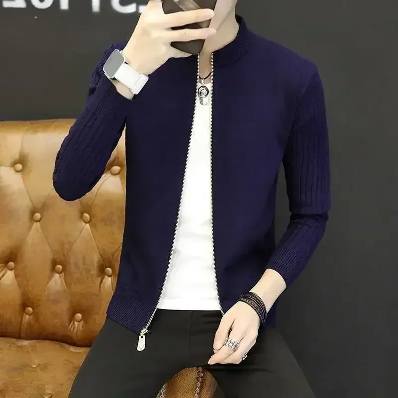 thumbnail image 1 of Suéter de punto para hombre, abrigo de color liso, ropa de hombre, cárdigan de negocios con bolsillos, chaqueta, réplica de alta calidad, nuevo en tops, 1 of 5