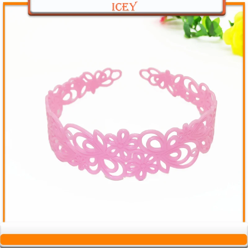 1pc 3.2cm Headbands Candy colors Headwear plastic Scrunchie Solid color hollow head buckle Hair Accessories Set