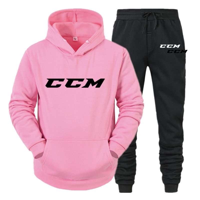 CCM Man Sets Hat Running Hoodie Sweatpants Men's Set 2PK Autumn Winter clothing Casual Woolen Hoodie suit Sportswear men sets 5