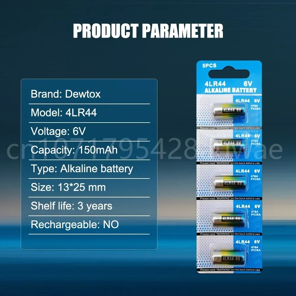 5PCS 4LR44 Primary Dry Batteries 476A L1325 6V Alkaline Battery Cells Car Remote Watch Toys Calculator