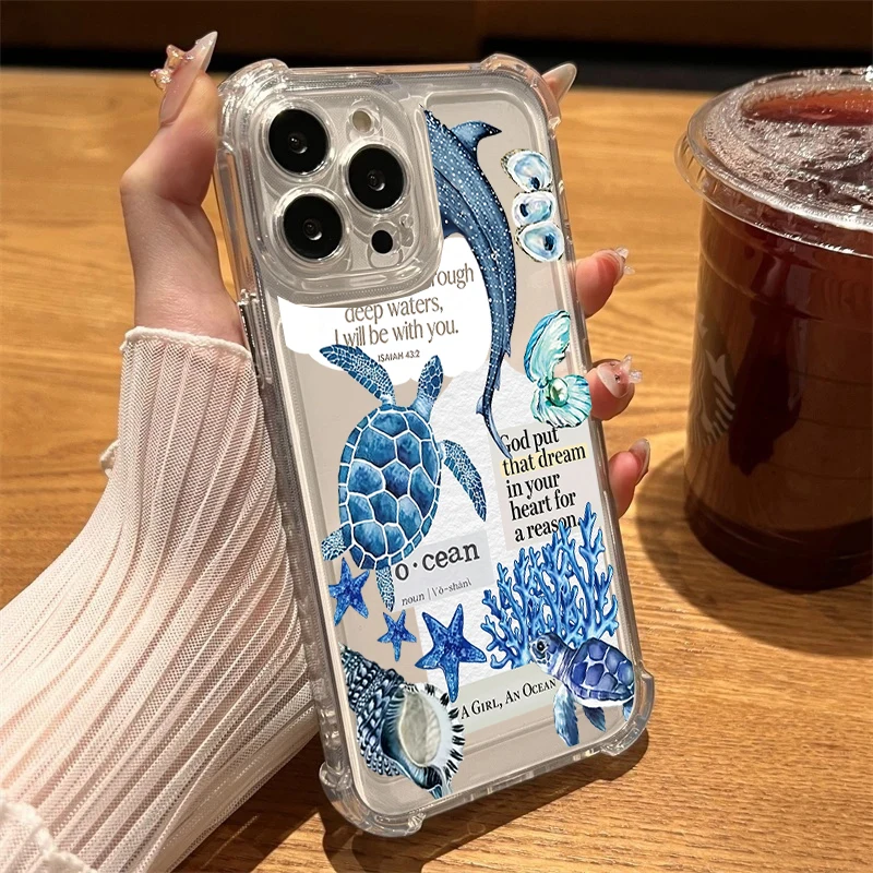 Nautical Shark & Whale Pattern Soft Phone Case