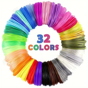 32 Colors 3D Pen Filament Refills 1.75mm PLA | 320 Feet (96m) Total, 10ft Each Color, Random Colors 1