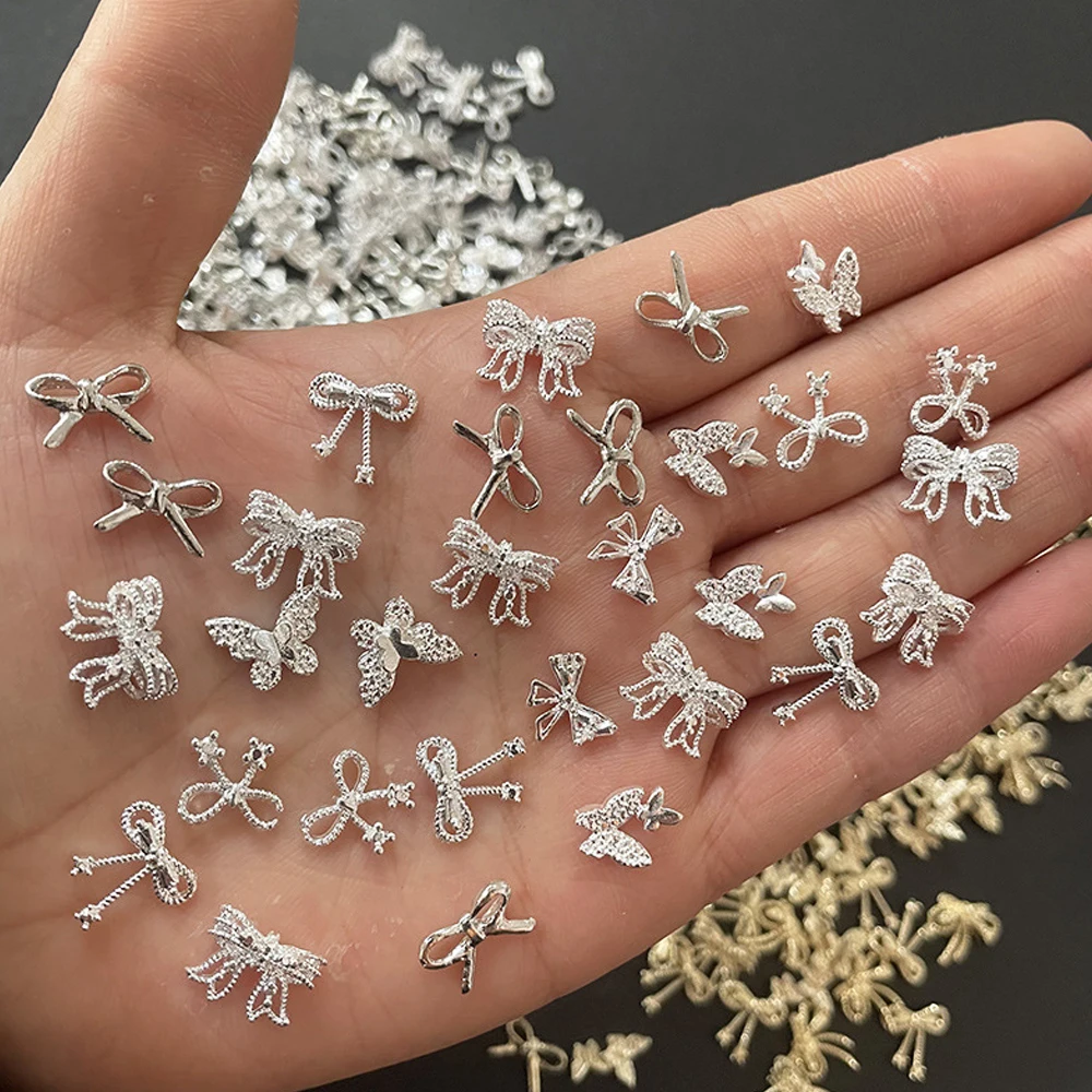 

Gold 3D Nail Jewelry Fashionable Nail Art Jewelry Metal Alloy Electroplated Butterfly Random Luxury Bow Nails Accessories Decor