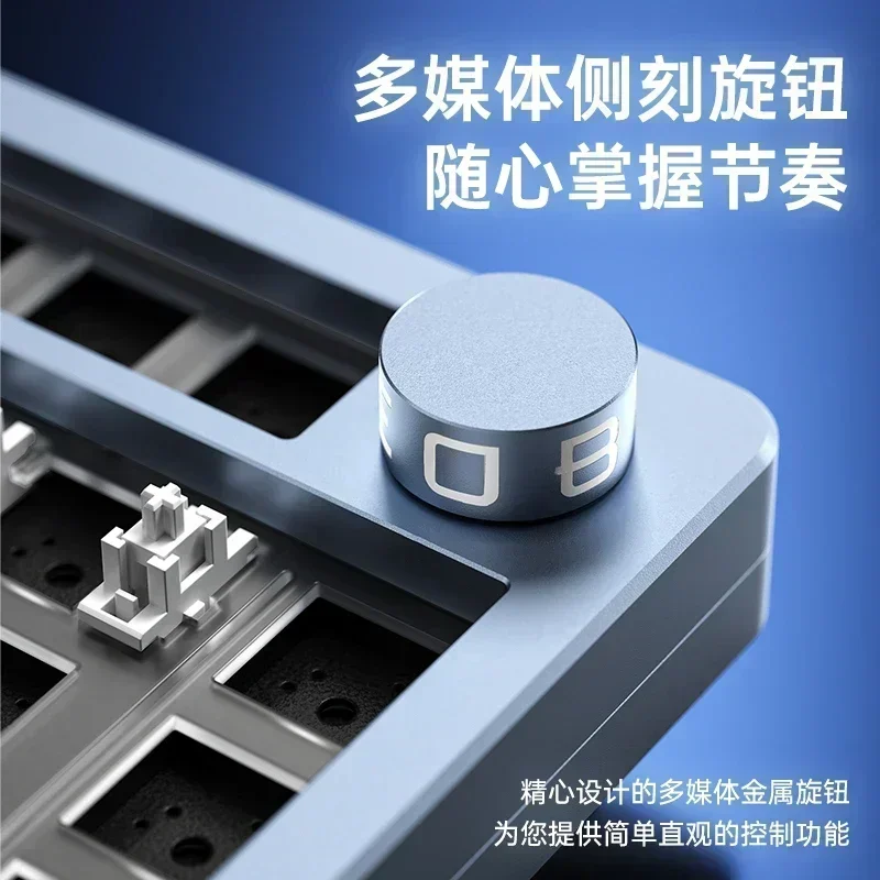 Leobog Hi8 무선 키보드 키트, 블루투스, 화이트, 알루미늄 합금, 80 키, Pbt 3 가지 모드 개스킷, 게이밍 기계식 키 맞춤형