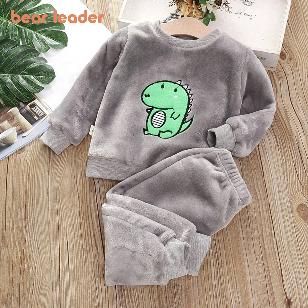 Bear Leader Girls Clothing Sets Winter Flannel Homewear Set Children s Pajamas Boys and Girls Thick