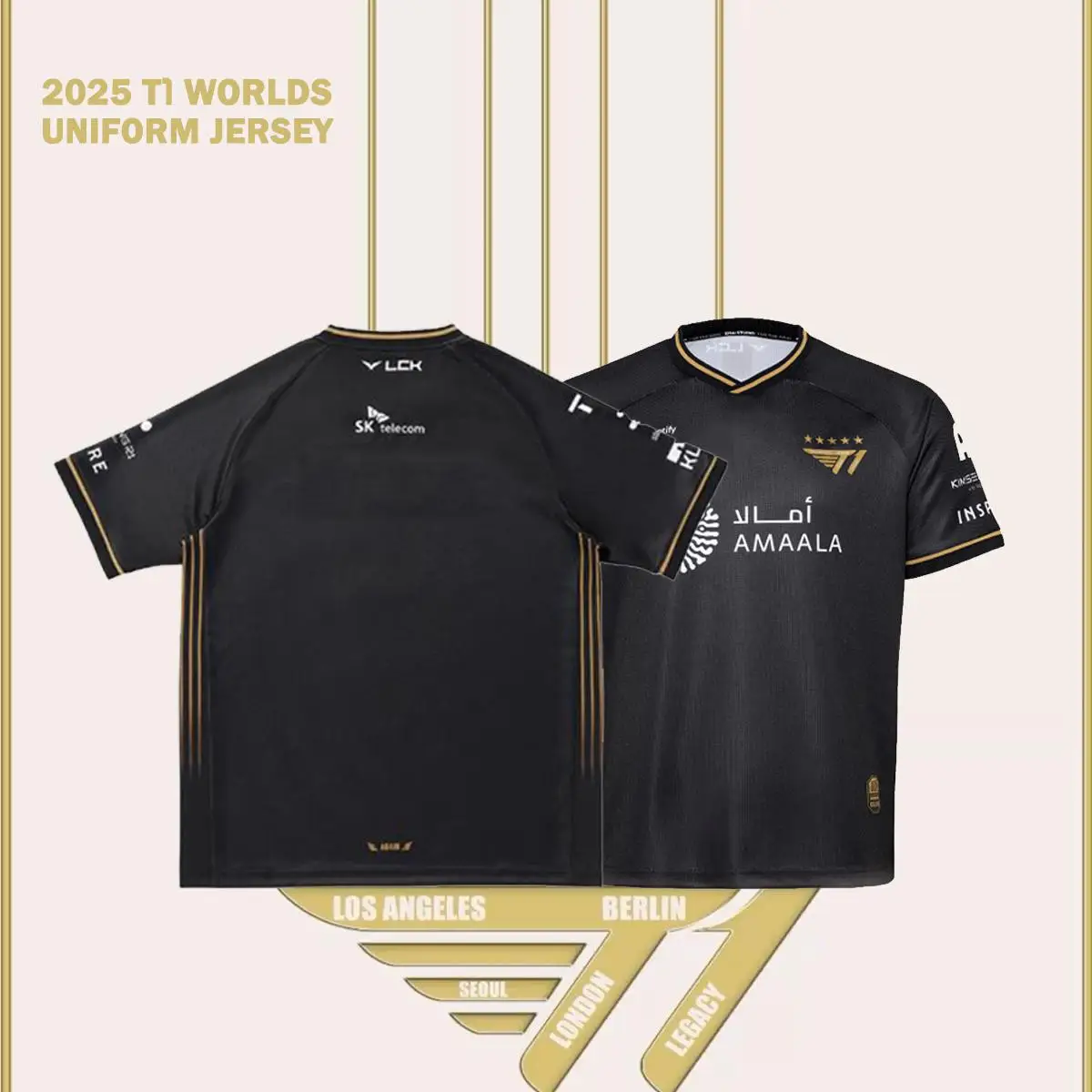 2025 League Of Legends World Champion All-black Team T-shirt Faker