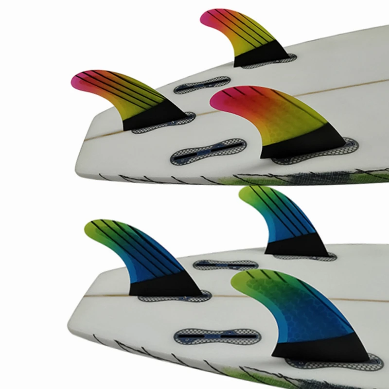 M/L Tri Fins UPSURF FCS2 Surfboard Fins Honeycomb Carbon Fiberglass Surf Fins Double Tabs2 Surfing Thruster For Fish,Funboard, upsurf fcs 2 fins m tri fins fiberglass surfboard fins double tabs 2 quilha surf fins g5 thruster surfing fin for fish funboard