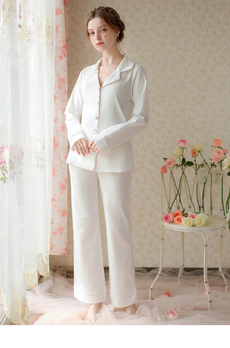 2023 New Cotton Leisure Sleepwear: Spring-Autumn Long Sleeve Thin Cardigan Ladies Homewear Set, 2-Piece Ensemble