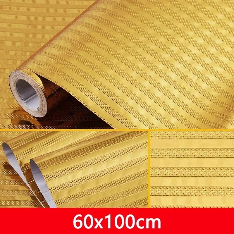 60*100CM CleanPVC Wall Sticker Kitchen Greaseproof Self Adhesie Stickers Aluminum Foil Golden Proof Silver Stickers Waterproof