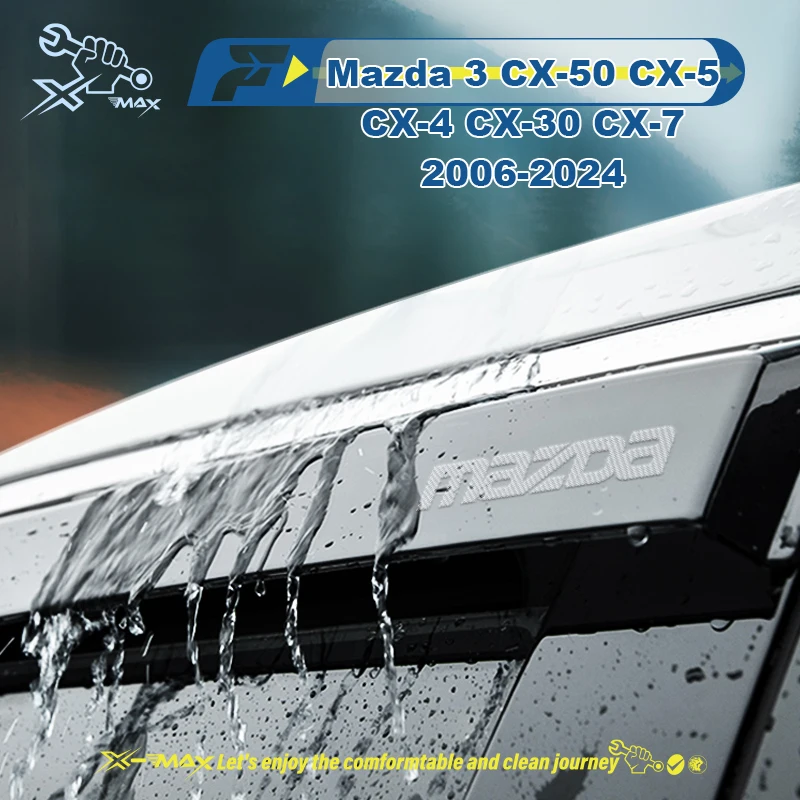 

For Mazda 3 CX-50 CX-5 CX-4 CX-30 CX-7 2006-2024 Air Deflectors Guard Rain Guard Set Accessories Smoke Window Deflector