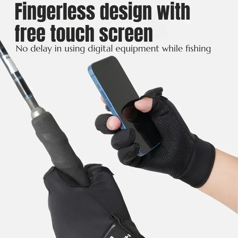 Fishing Gloves Flip Finger Touch Screen Anti-slip Waterproof Wear-resistant