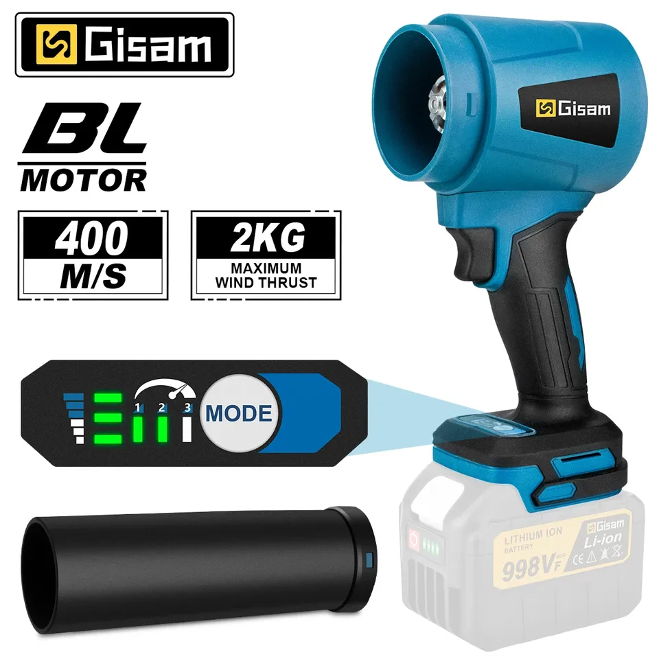 Gisam 300000RPM 400M/S Brushless Electric Turbo Blowers Jet Fan Handheld Leaf Blower Dust Blowing Tool for Makita 18V Battery