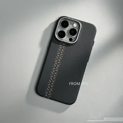 Carbon Fibre Magnetic Phone Case with Wireless Charging and Alloy Camera Ring Armor for iPhone 13 Pro Max(6.7