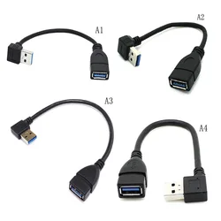 Right - Angle USB 3.0 Male - to - Female Extension Cable Adapter - 0.2m (Left)