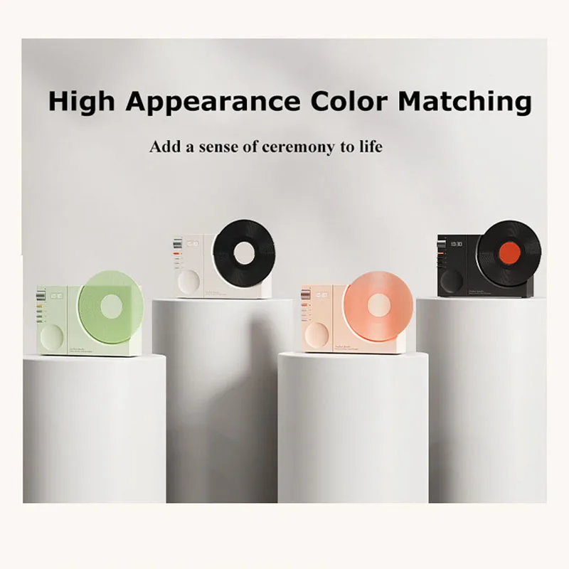 Mini Retro Bluetooth5.3 Speaker Wireless Hifi Sound Soundbar Vintage MP3 Music Box with Clock Display Support TF Card AUX Play