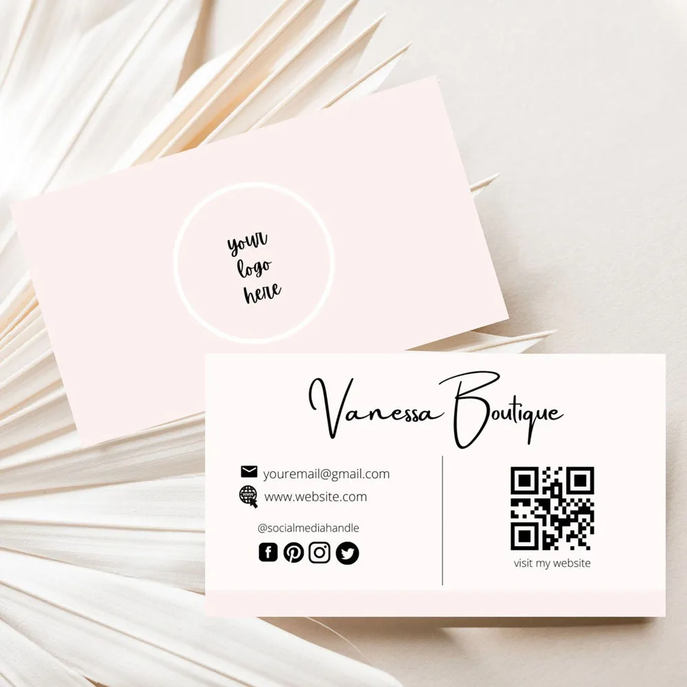 Customized Pink Business Card 300gsm Paper Cards With Logo Printing Double Sided Free Design Small Business Branding 90x54mm