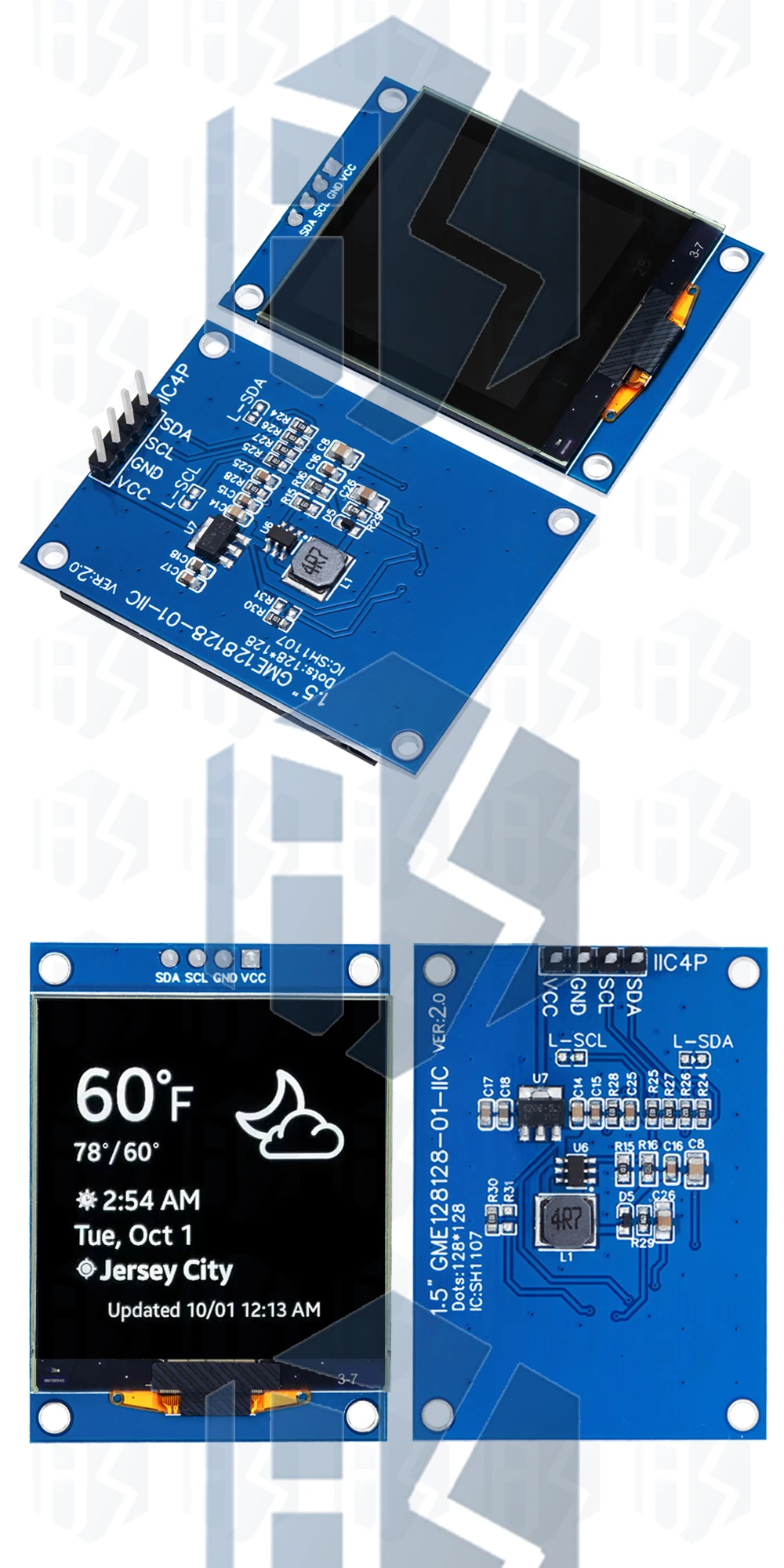 ALLE NEUE 1,5 Zoll 128x128 OLED Shield Screen Modul Hochwertiges Produkt Für Raspberry Pi Für STM32 Für Arduino – Detail 4