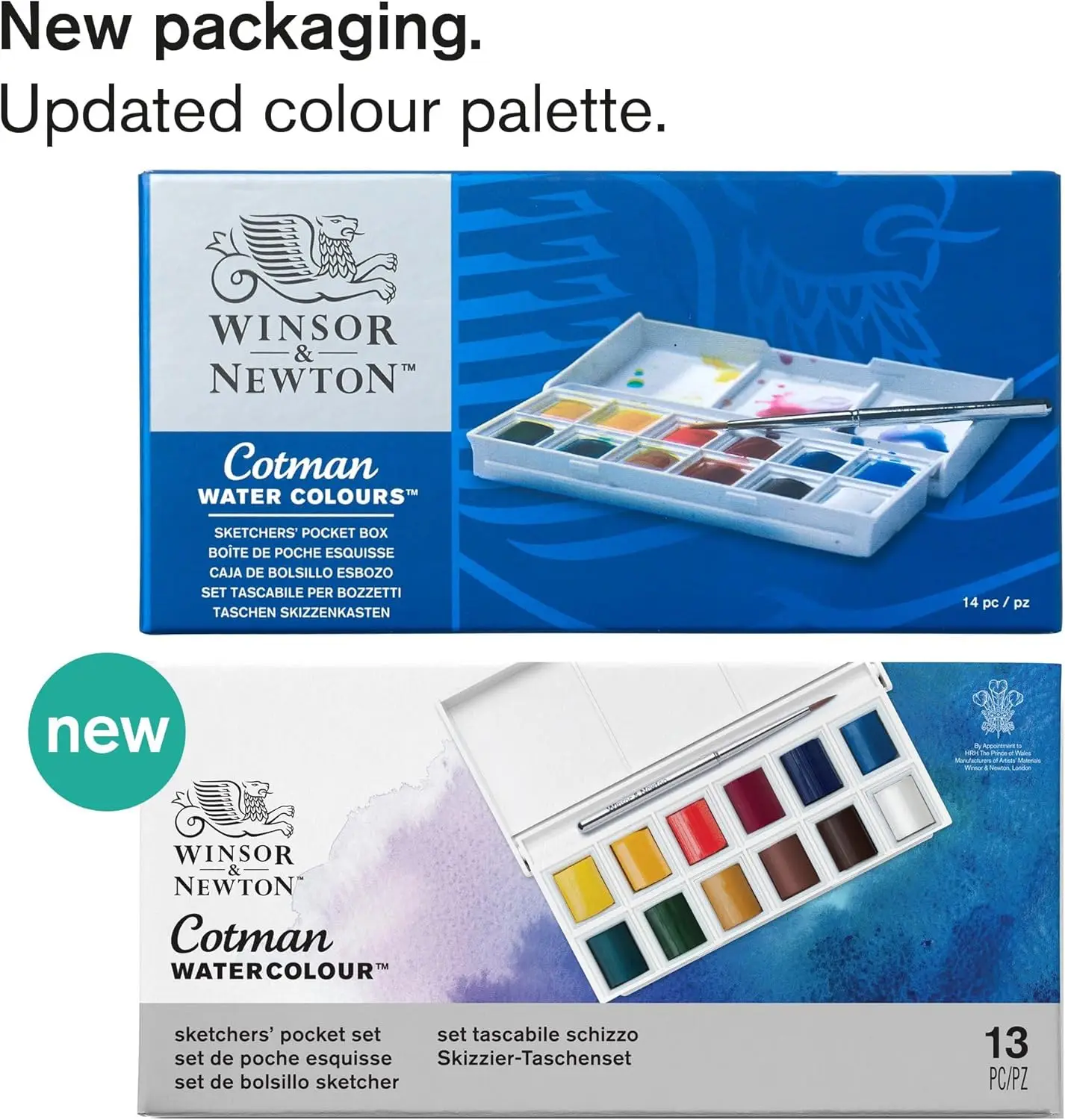 13/14PCS Winsor & Newton Cotman Watercolor Paint Set Field Pocket Set 12 Half Pan with Brush Sponge Bottle Outdoor Drawing,watercolor painting set