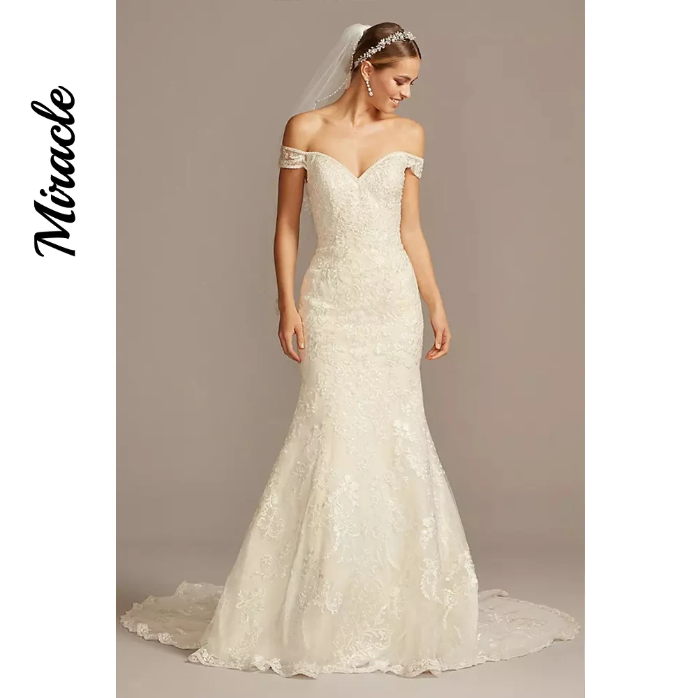 

Luxurious Mermaid Wedding Dresses Off Shoulder Long Sleeves Bride Dresses Beaded Lace Wedding Dresses For Woman Robe De Mariée