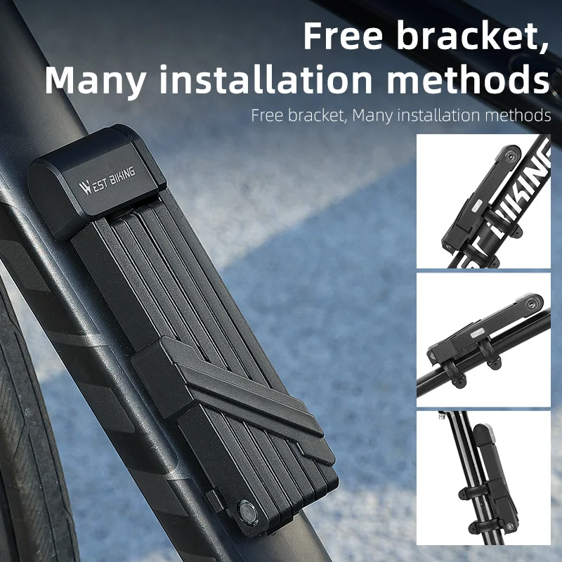WEST BIKING Foldable Bicycle Lock Security Anti-theft Cycling Lock MTB Road Bicycle Accessories Scooter Electric Bike Chain Lock