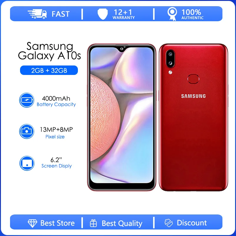 

Samsung Galaxy A10S A107F Refurbished-Original Unlocked A107M Android Wi-Fi GPS 13.0MP LCD 6.2'' 2GB RAM 32G Rom free shipping