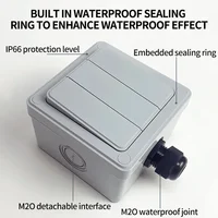 ​​IP66 Outdoor Wall Switch 16A Weatherproof Push Button - 1/2/3 Gang Electrical for Garden/Patio/Exterior Use​ 3