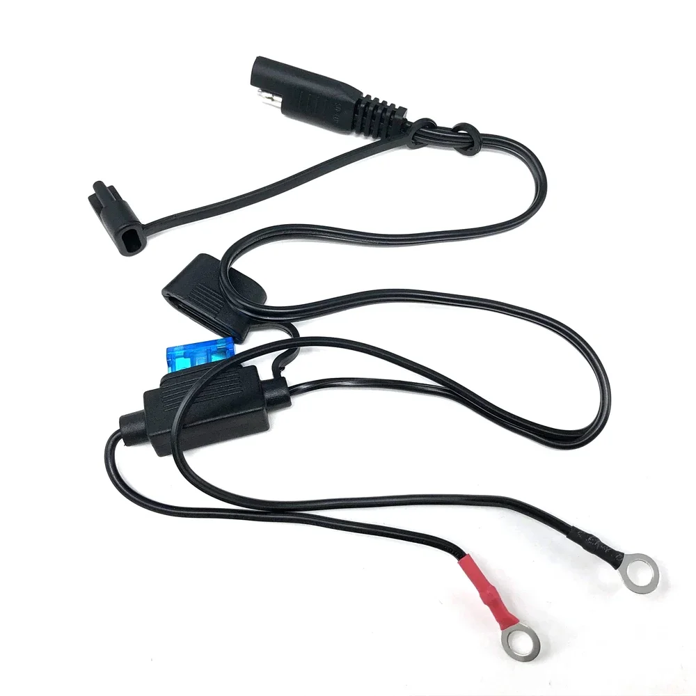 DIY 60cm 18AWG SAE 케이블 링 터미널 배터리 충전기 빠른 연결 해제 SAE 연장 코드 오토바이 차량용 트랙터 10A 퓨즈