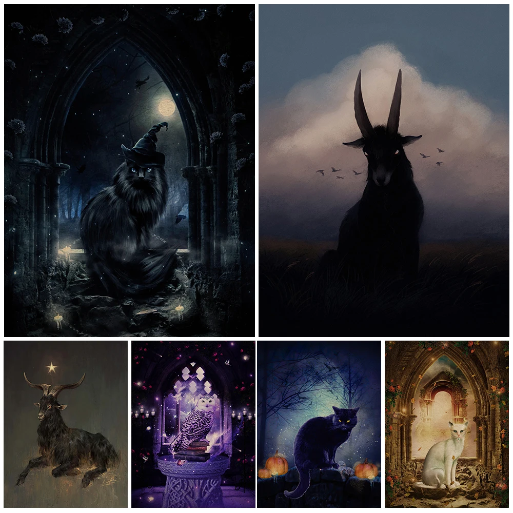 

The Spokesman Of Demons And Witches Wall Art Canvas Painting Shadowy Animals Poster And Prints Home Decoration Unframed
