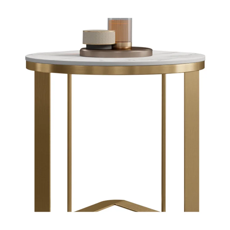 Modern Simple Luxury Living Room Home Small Coffee Table Light-Weighted Creative Stainless Steel Rock Table Tops Countertops