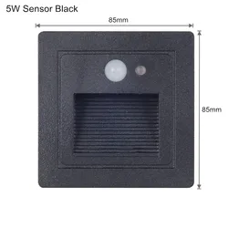 Waterproof Wall Lamp with Built - in Sensor - 5W Night Security Light (5W Sensor Black)