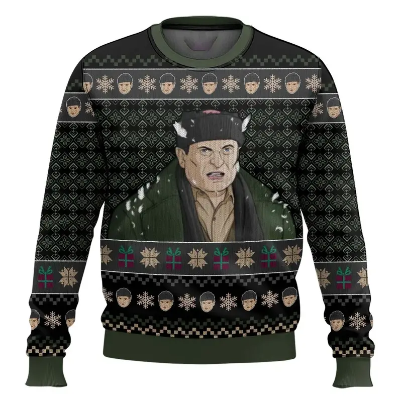 Merry Christmas alone at home Ugly Christmas sweater cartoon animation Men's pullover 2026 fashionable couple shirts Sweatshirt - Image 27