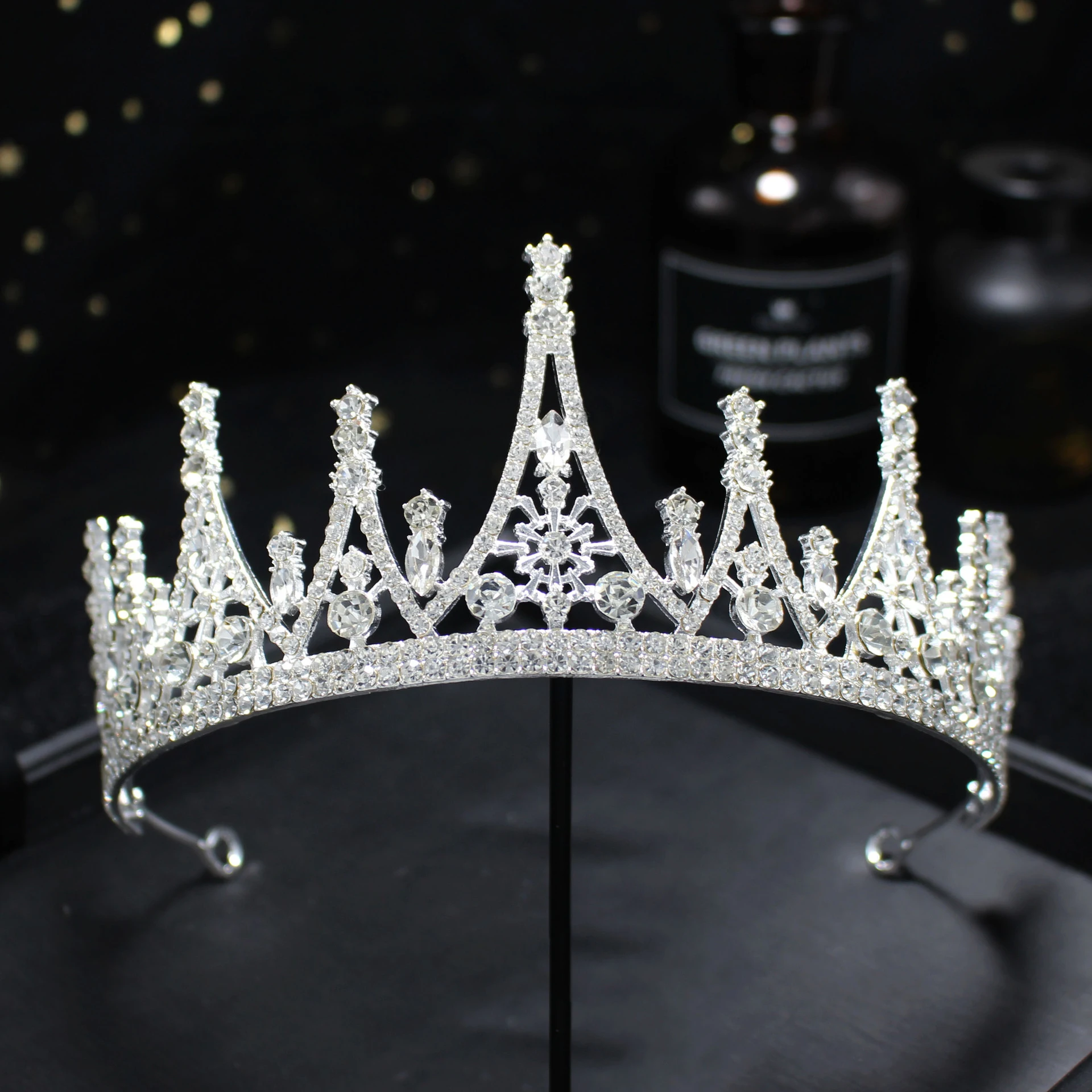 1pc Krone Braut Vintage Haar Bands Kristall Strass Handgemachte Haar Bands Krone Prinzessin Geburtstag Party Platte Kopfschmuck – Detail 15