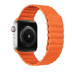 Elegant Leather Loop Strap with Magnetic Closure - 42 44 45 49 S11 - 46mm (Orange)