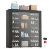 Large Shoe Rack with Visual Cabinet Door Holds 32-38 Pairs 8 Boot Storage Cells Sturdy Shoe Organizer Cabinet 1