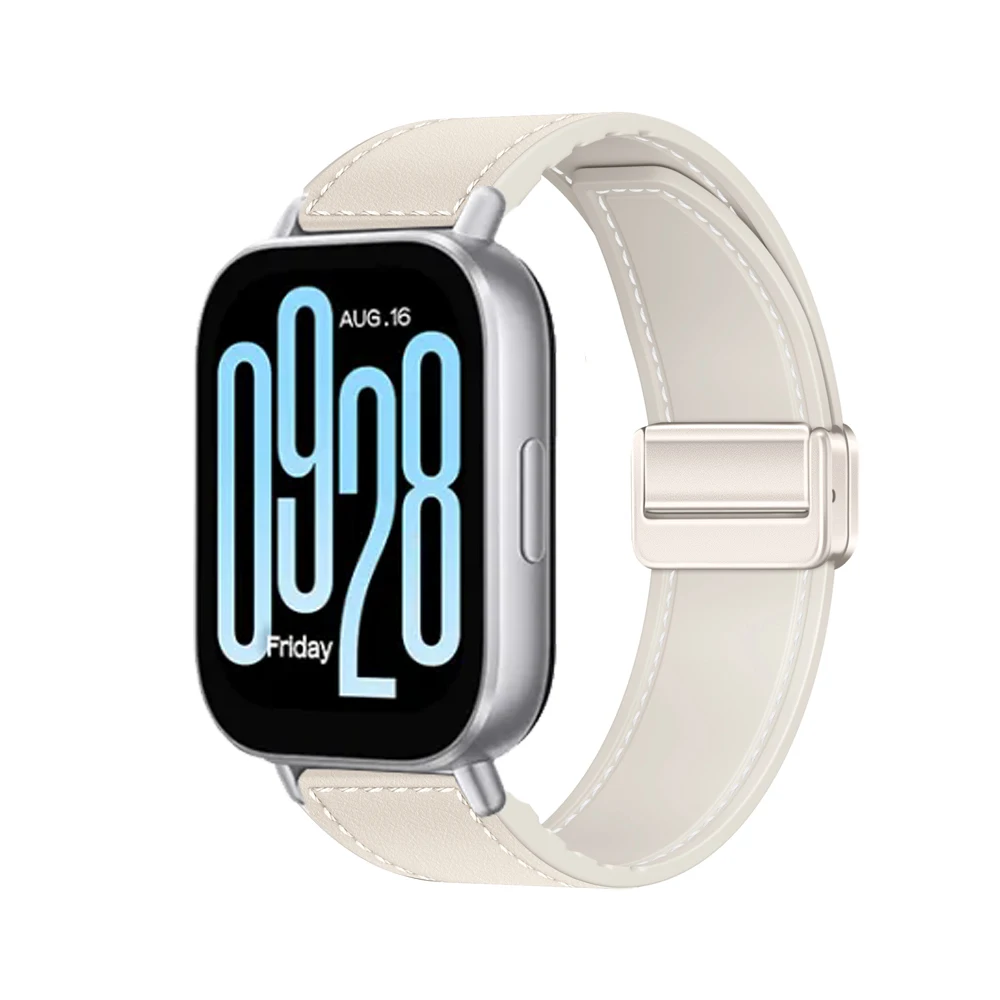 Silicone and Leather Magnetic Buckle Wristband - 22mm/20mm Strap