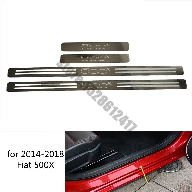

For Fiat 500 500C 500X 500L 2010 -2022 Car Accessories Door Sill Scuff Plate Trim Welcome Pedal Threshold Kick Pedal Stickers