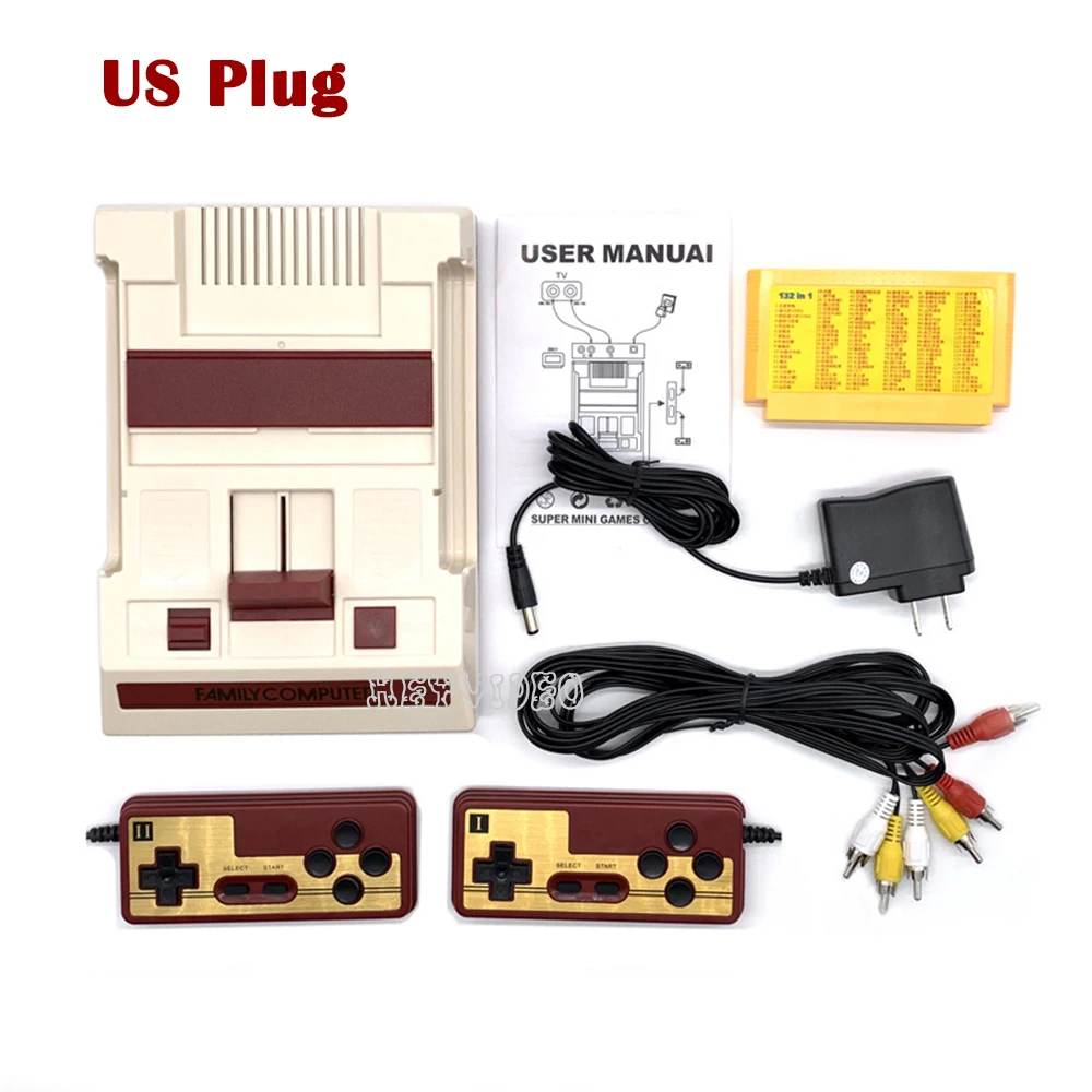 FC Retro Game Console with 632 Games Classic Video Game Player Family TV Game Console AV output Dual Wired Gamepad 