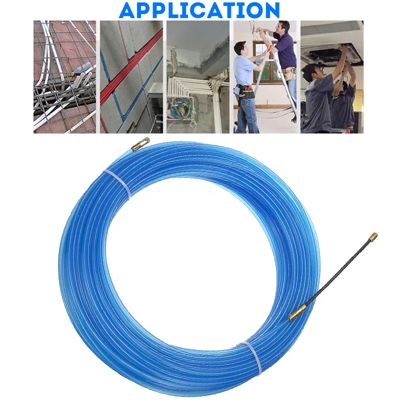 5M Glassfiber Push Puller Cable Duct Snake Conduit Rodder Fishtape Wire 4MM 