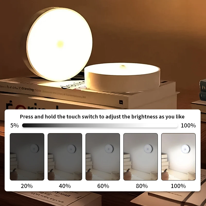 LED Night Light 3PCS LED Motion Sensor Light Night Light USB Rechargeable Night Lamp Kitchen Cabinet Wardrobe Lamp Staircase Closet