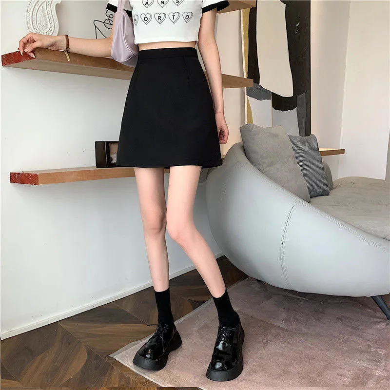 【YEGG】韓国人気新作★ Mini Skirt Xpqbb Black Skirt Women 2024 Summer New Simple Basic High