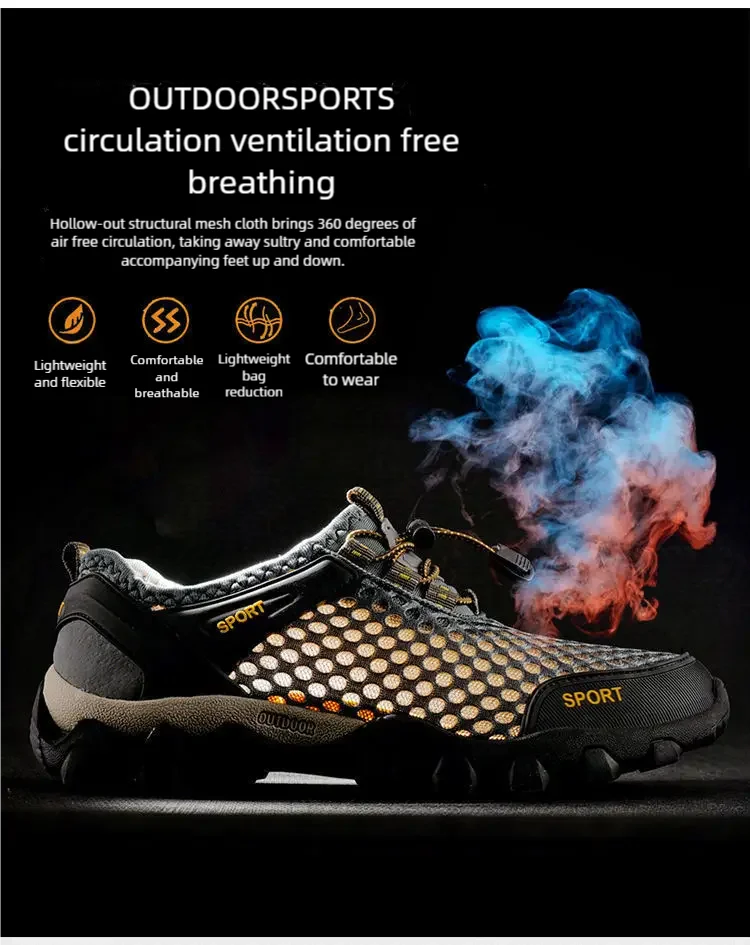 Herren Mesh atmungsaktive Wanderschuhe Sommer rutschfeste weiche Sohle Sportschuhe Outdoor verschleißfeste stoßdämpfende Laufschuhe – Detail 5