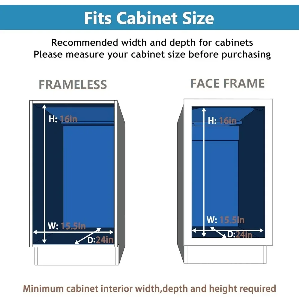 2 Tier Individual Pull Out Cabinet Organizer 14" W x 21" D, Slide Kitchen Storage Sliding Shelves easy install