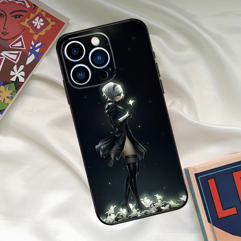 Nier自動電子機器ケース,iPhone 15, 14 pro max,15, 11, 12, 13