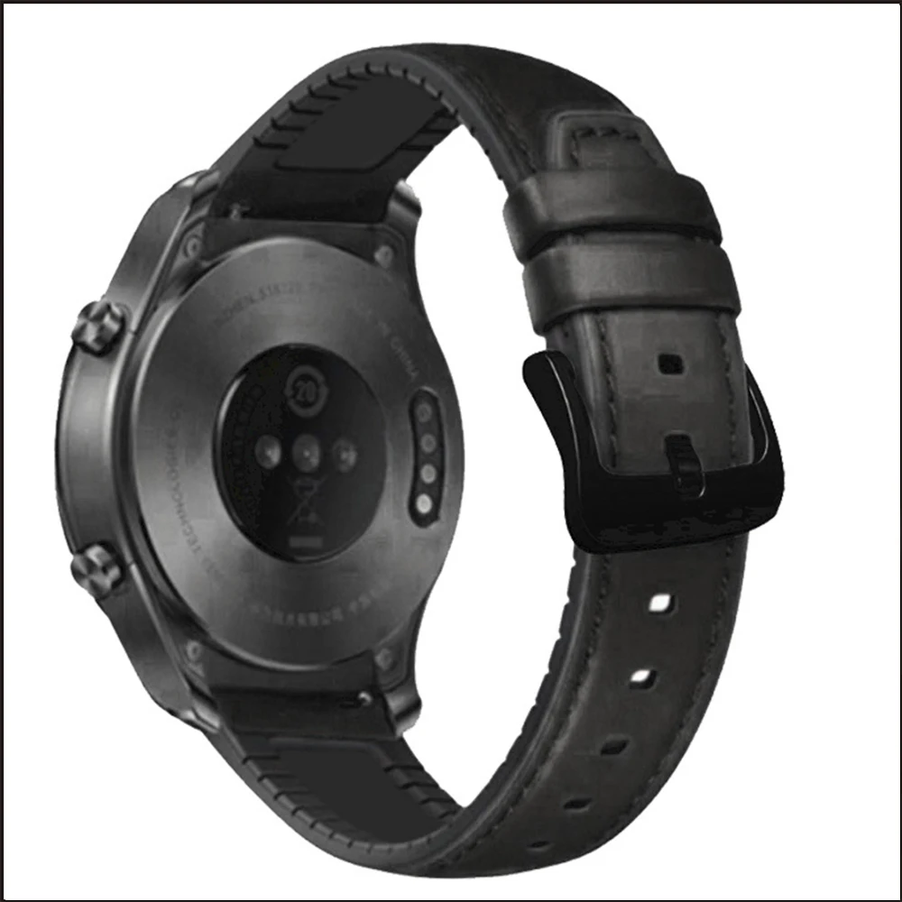 22mm Leather Strap for Samsung Watch 3/Gear S3/Huawei GT 2 46mm Smartwatch Replacement Bracelet Wristband for Amazfit GTR 47mm