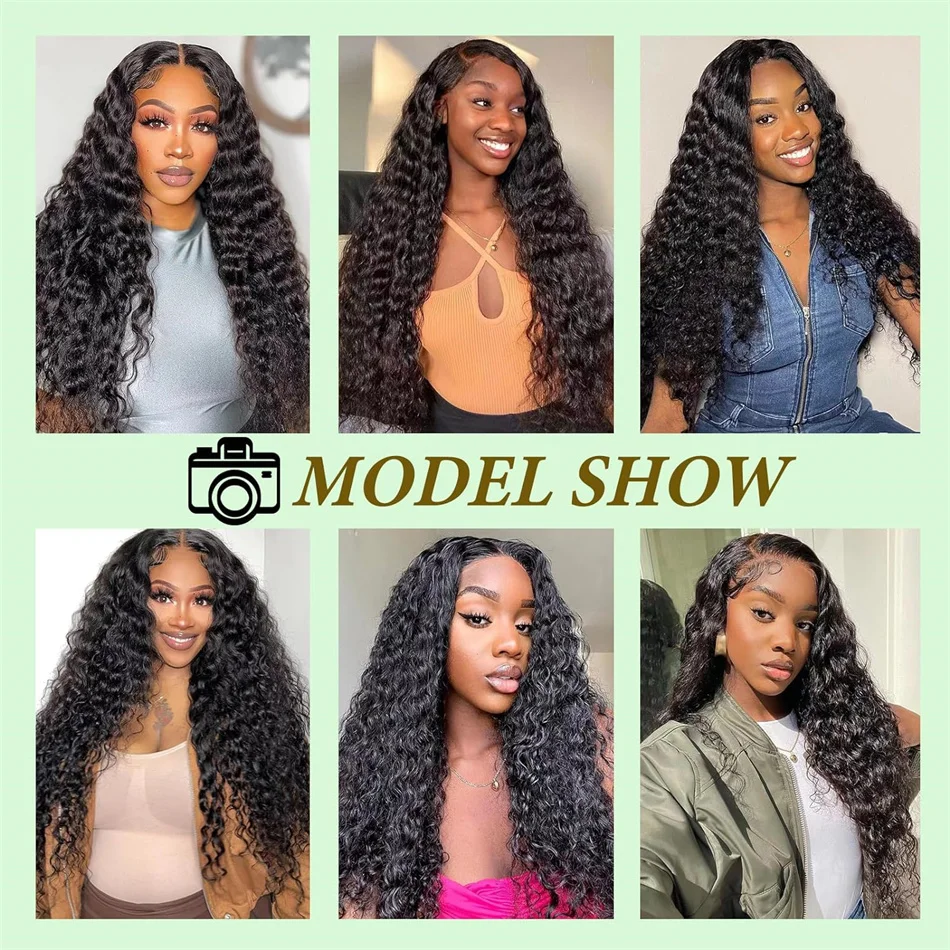 Deep Wave Bundles Human Hair 100% Unprocessed Brazilian Virgin Remy Weft Extensions Natural Black Color 8-32 inch