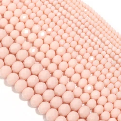 Round Faceted Colorful Glass Beads for Jewelry Making and DIY Projects (Beige Porcelain)