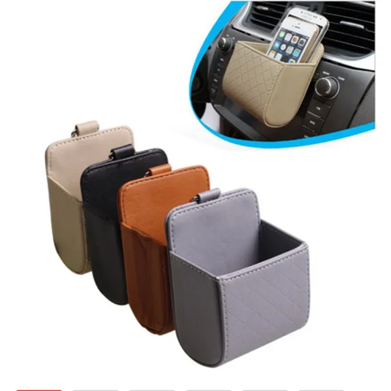 

Автомобильная сумка для хранения, аккуратный подвесной кожаный Органайзер для приборной панели с вентиляционным отверстием, коробка, держатель для очков и телефона, органайзер для хранения, автомобильные аксессуары 1 шт.
