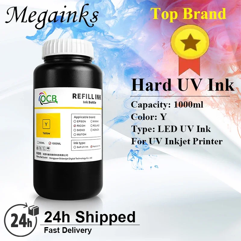 OCB GH2220 LED UV Ink 1000ML GH 2220 UV Curing Ink For Ricoh GH 2220 Printhead for Ricoh Printer Hard or Soft K C M Y White