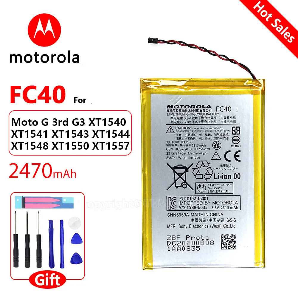 

Original New Motorola FC40 SNN5965A 2315mAh For Motorola Moto G 3rd G3 XT1540 XT1541 XT1543 XT1544 XT1548 XT1550 XT1557 Battery